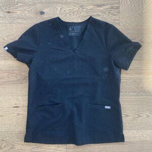 Figs Casma 3 pocket scrub top black medium